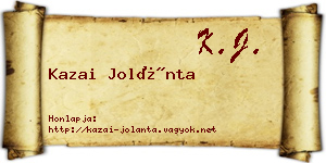 Kazai Jolánta névjegykártya